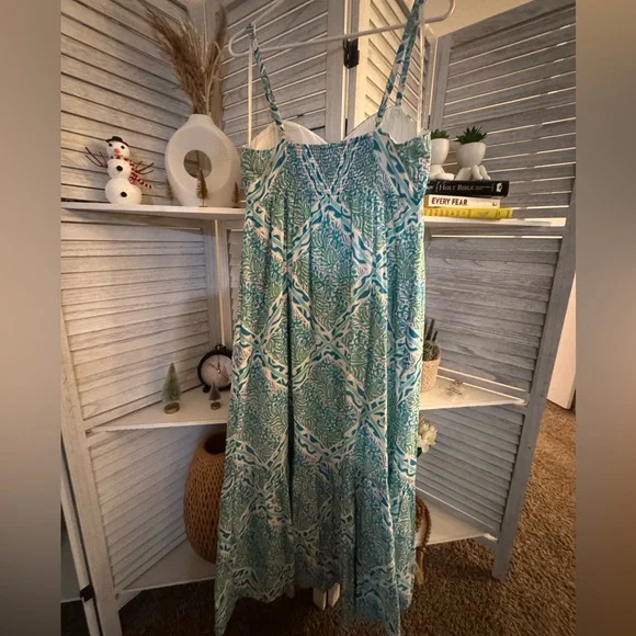 Lilly Pulitzer Vibrant Blue and Green Maxi Dress - Picture 8 of 11